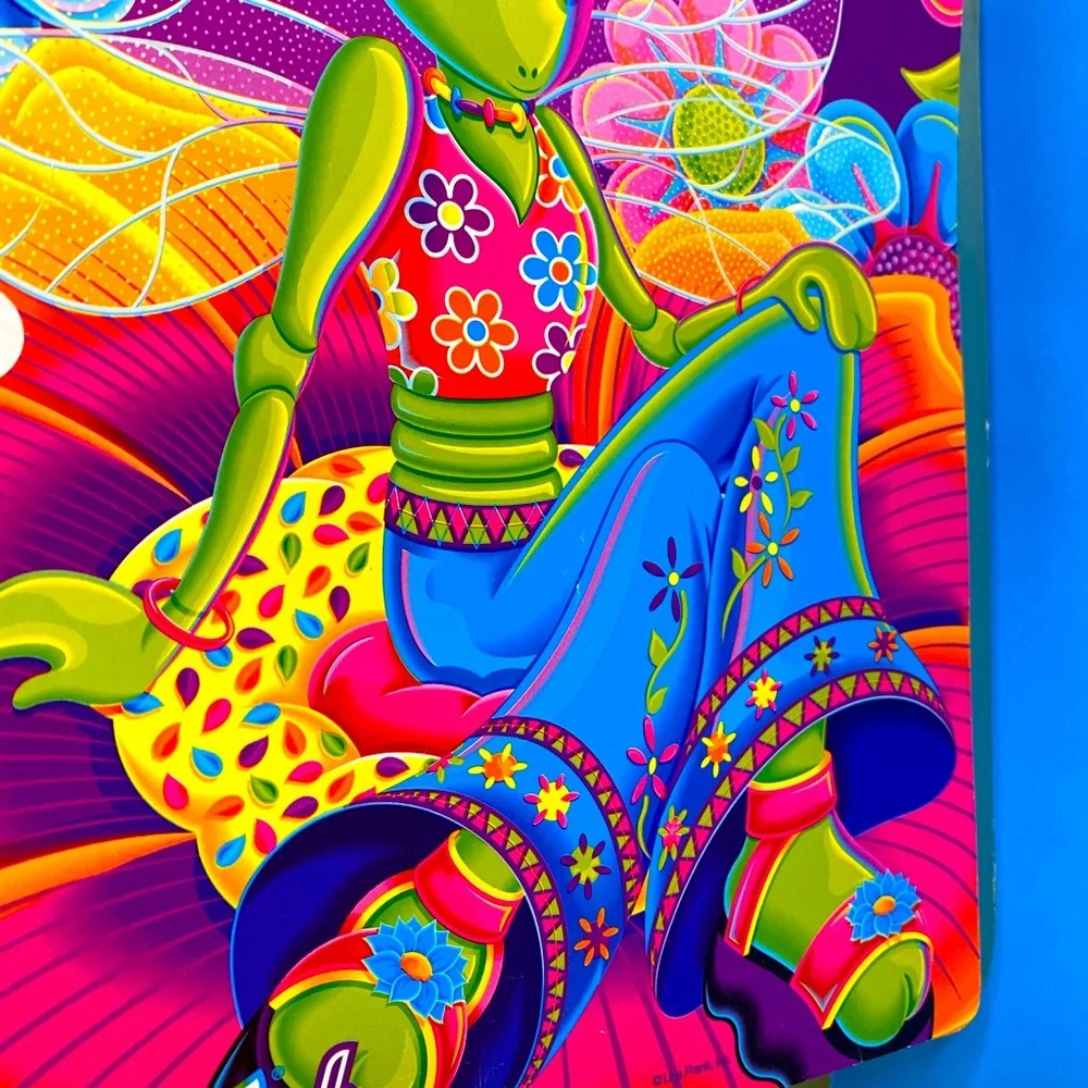 LISA FRANK VTG FANTASTIC WORLD DIVA DRAGONFLY 3 HOLE BINDER DIVIDERS SET OF 2